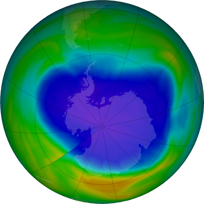 Antarctic ozone map for 21 September 2022
